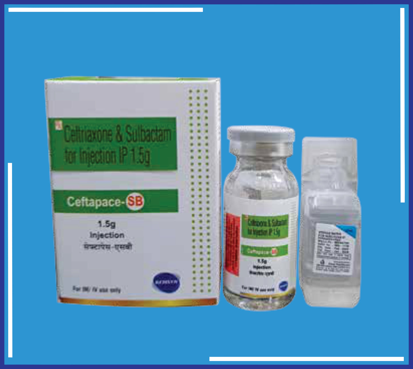 CEFTAPACE-SB 1.5 INJECTION 20MlVial (Ceftriaxime Anhydrouse 1Gm ,Sulbactam Sodium Usp (Sterile) 500 Mg, Sterile Water For)by Kemsyn