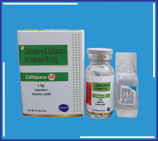 CEFTAPACE-SB 1.5 INJECTION 20MlVial (Ceftriaxime Anhydrouse 1Gm ,Sulbactam Sodium Usp (Sterile) 500 Mg, Sterile Water For)by Kemsyn