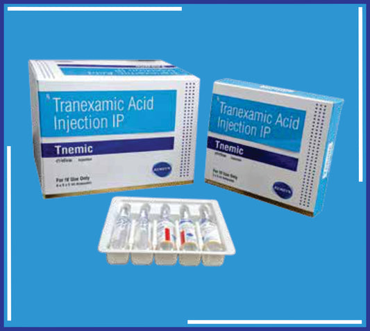 TNEMIC INJECTION (TRAY PACK) 6X5X5Ml(ShrinkOf30) (Tranexamic Acid Ip 500Mg,Water For Inj.)by Kemsyn