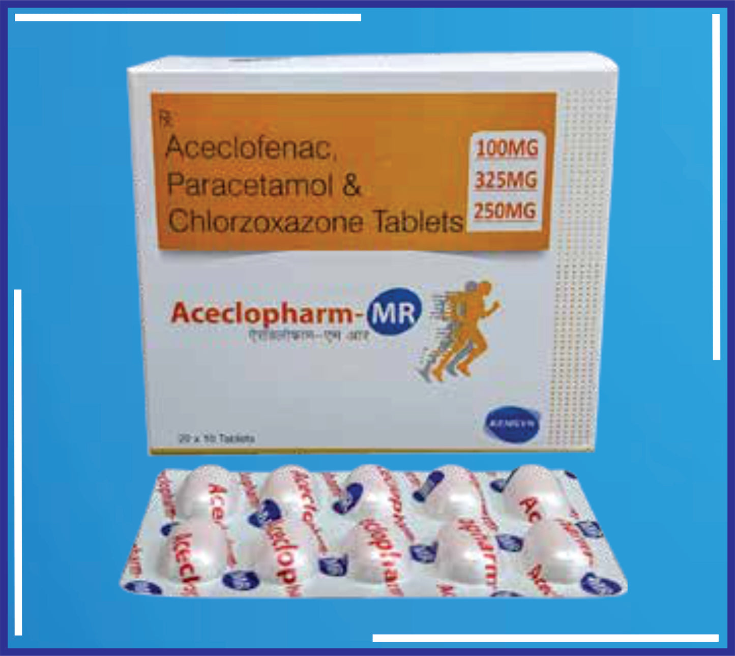 ACECLOPHARM-MR TAB (ALU-ALU) 20X10 (Aceclofenac Sodium 50Mg + Chlorzoxazone 250Mg + Paracetamole 325Mg)by Kemsyn