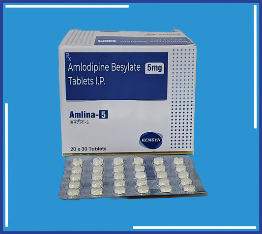 Amlina-5 Tab (Aluminium) (10X30) Amlodipine Besilate Ip 5Mg  by Kemsyn
