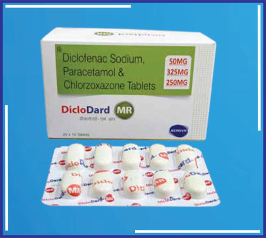 DICLODARD-MR TAB (MILKY BLISTER STRIP) 20X10 (Diclofenac Sodium Ip 50Mg + Chlorzoxazone Usp 250Mg + Paracetamole Ip 325Mg)by Kemsyn