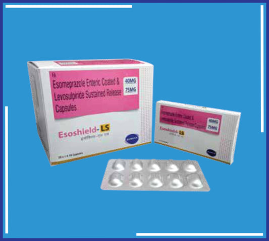 ESOSHIELD-LS CAP (ALU-ALU) 20X1X10 (Esomeprazole 40Mg (As Gastro-Resistant Tablet) Levosulpiride 75Mg (As Sustained Release Pallets))by Kemsyn