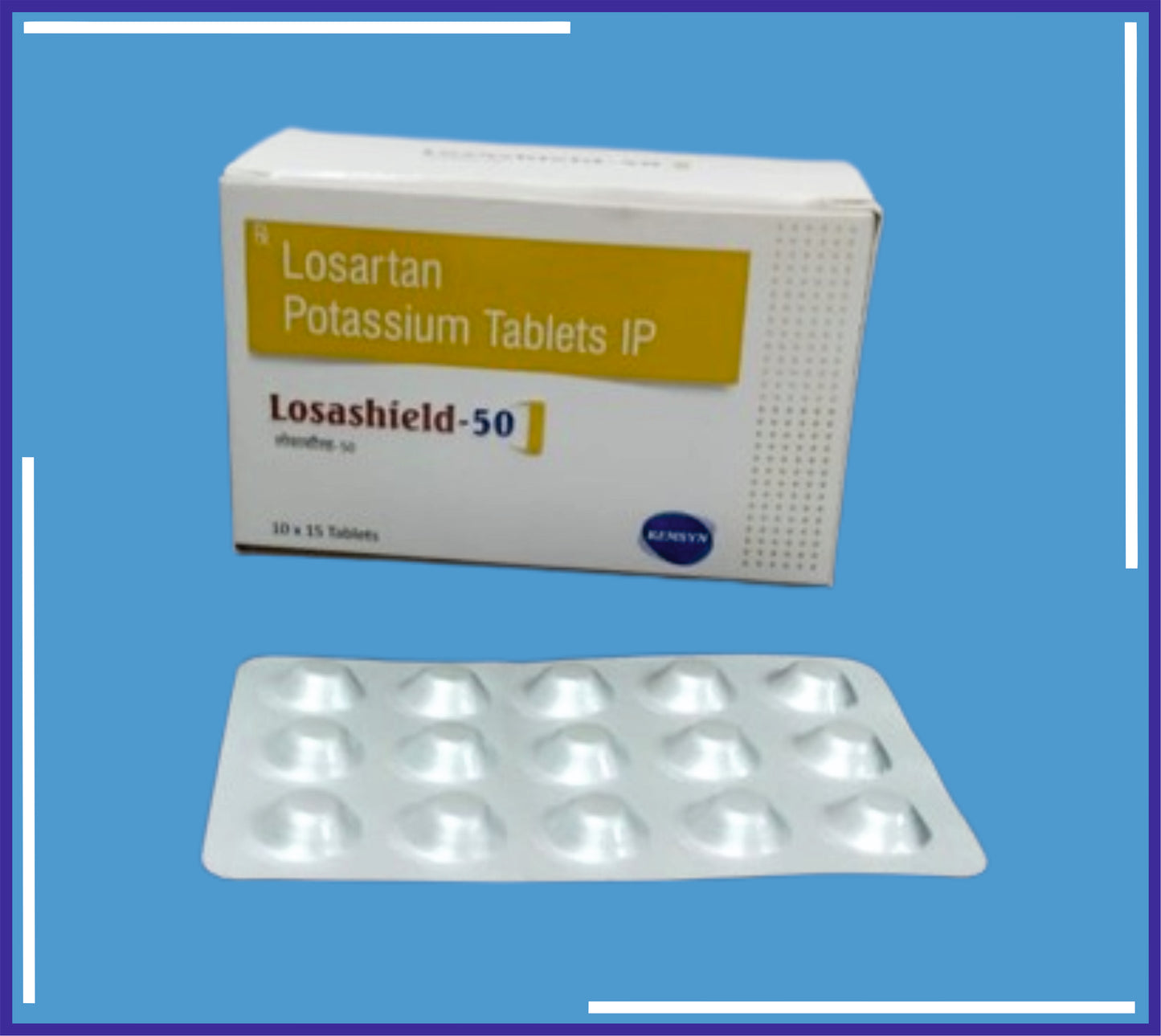 LOSASHIELD-50 TABET (ALU-ALU) 10X15 (Losartan Potassium Ip 50Mg)by Kemsyn