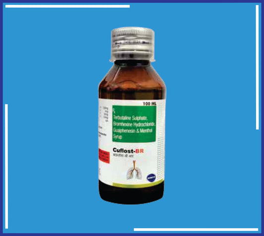 CUFLOST BR SYP 100ML (PET BOTTLE) 1X100Ml (Terbutaline Sulphate Ip 1.25Mg + Gauiphenesin Ip 50Mg + Bromhexine Hci Ip 4Mg + Mentholated Syrupy Base)by Kemsyn