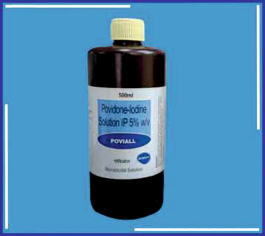 POVIALL 500 ML SOLUTION (HDPE BOTTLE) 1X500Ml ((Povidone Iodine Ip 5% W/W))by Kemsyn