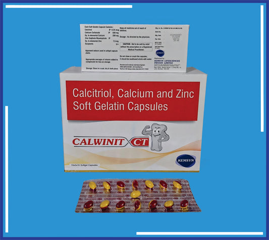Calwinit Ct Capsule (Blister) (10x2x15) Calcium Carbonate 500Mg Eq. To Elemental Calcium 200Mg + Calcitriol 0.25Mg + Zinc 7.5Mg  by Kemsyn