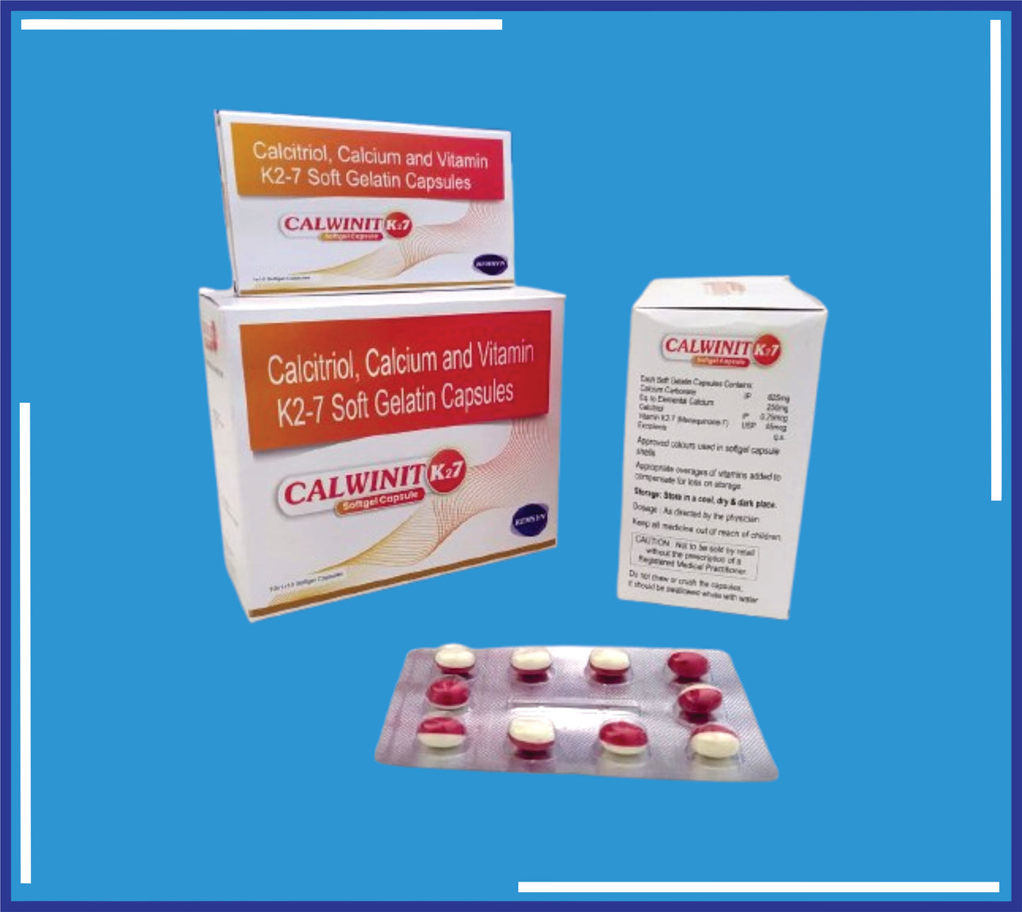 Calwinit K2-7 Softgel Capsule (Blister) (10x1x10) Calcium Carbonate, Calcitrol ,Vitamin K2-7 by Kemsyn