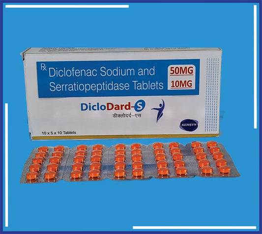 Diclodard-S Tablet (50x10) Diclofenac Potassium 50 Mg + Serratiopeptidase 10 Mg  by Kemsyn