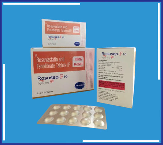 ROSUSEP F-10 TABLET (ALU-ALU) 10X2X15 (Rosuvastatin 10Mg +Fenofibrate 160Mg)by Kemsyn