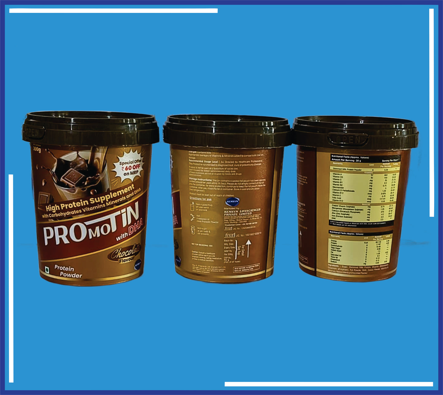 Promotin Powder (Chocolate) (200gm) Protein Powder 200Gm by Kemsyn