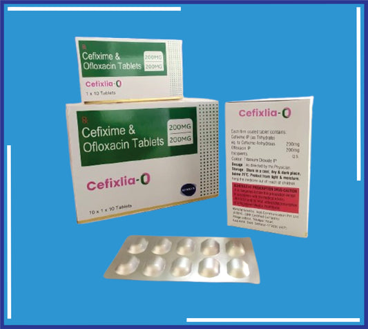 CEFIXLIA-O 200 TABLET (ALU-ALU) 10X1X10 (Cefixime 200Mg + Ofloxacine 200Mg)by Kemsyn