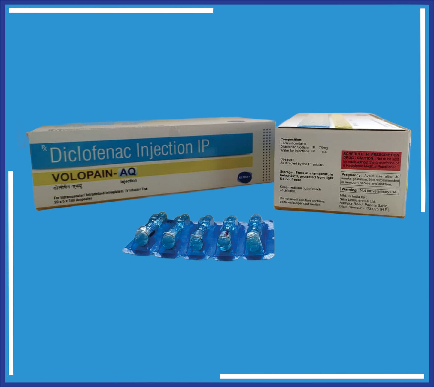 VOLOPAIN AQ INJECTION (BLISTER PACK) (20x5x1ml)Diclofenac Sodium 75mg/ml by Kemsyn