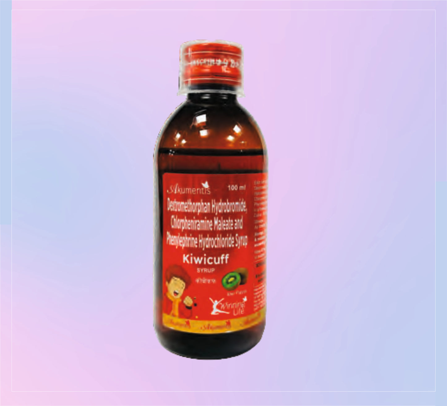Kiwicuff Syrup 100Ml 1x100ML Dextromethorphan 10 Mg + Phenylephrine 5 Mg + Chlorpheniramine 2 Mg   by Akumentis