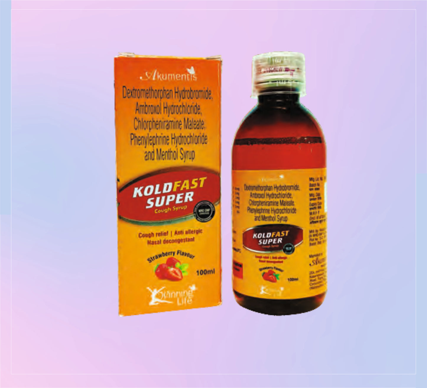 Koldfast Super Syrup 100Ml 1x100ML Dextromethorphan 10 Mg + Ambroxol 15 Mg + Chlorpheniramine 2 Mg + Phenylephrine 5 Mg + Menthol 1.5 Mg   by Akumentis