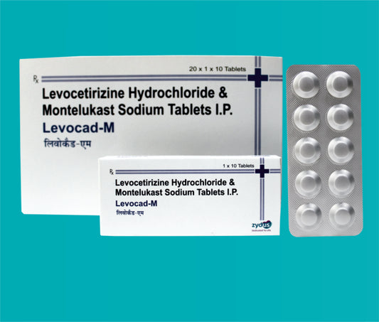 LEVOCAD -M TABS
(ALU-ALU PACK WITH MONOCARTON) 20x1x10 ( Levocetirizine 5 mg Montelukast 10 mg ) by Zydus