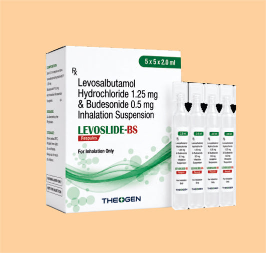 LEVOSLIDE-BS (5X5X2ML) LEVOSULBUTAMOL HYDROCHLORIDE 1.25MG+ BUDESONIDE 0.5 MG INHALATION SUSP by Theon