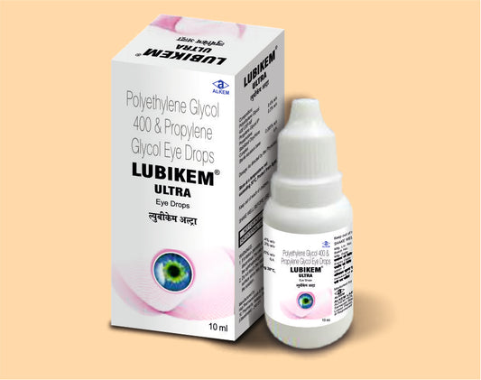 LUBIKEM ULTRA EYE DROPS (10ML) ( Composition: Polyethylene Glycol 400 Usp-Nf 0.4% W/V, Propylene Glycol Ip 0.3% W/V, Preservative: Stabilized ) Alkem1