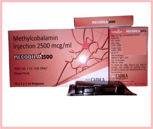 MECODILA 2500MCG INJ. 1 ML AMP ( Mecobalamin 2500 mcg  ) by Cadila