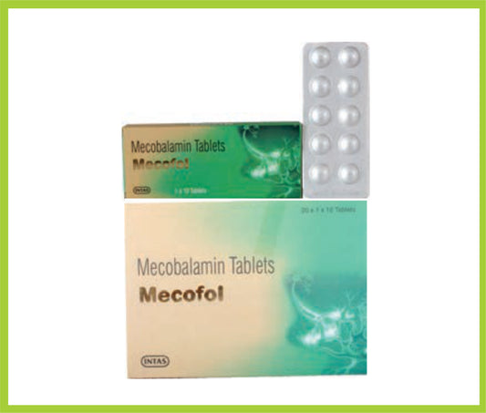 MECOFOL 10 TAB ( Mecobalamin 500mcg ) by Intas