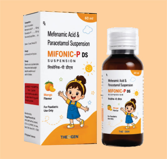 MIFONIC-P DS with carton (60ML) Each 5ml Contains: Mefenamic acid I.P 100mg + Paracetamol I.P 250mg  by Theon