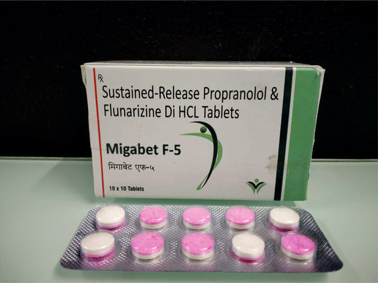Propranolol 40, Flunarizine Di Hcl 5 {Rate of 10 Tab} by Dellwich