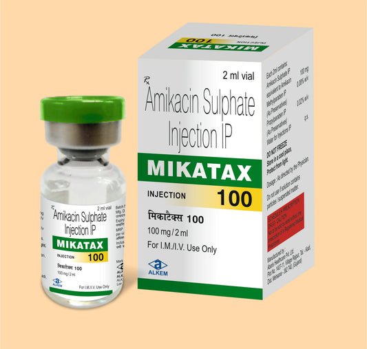 MIKATAX 100 (2ML VIAL) ( Amikacin 100 Mg / 2 Ml ) by Alkem