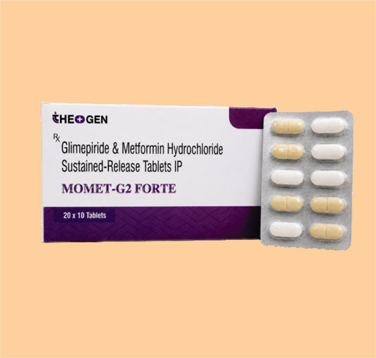 MOMET G2 FORTE (20x10 ) Each Uncoated Bilayered Tablet Contains: Glimepiride IP 2mg +  Metformin Hydrochloride IP 1000mg SR by Theon