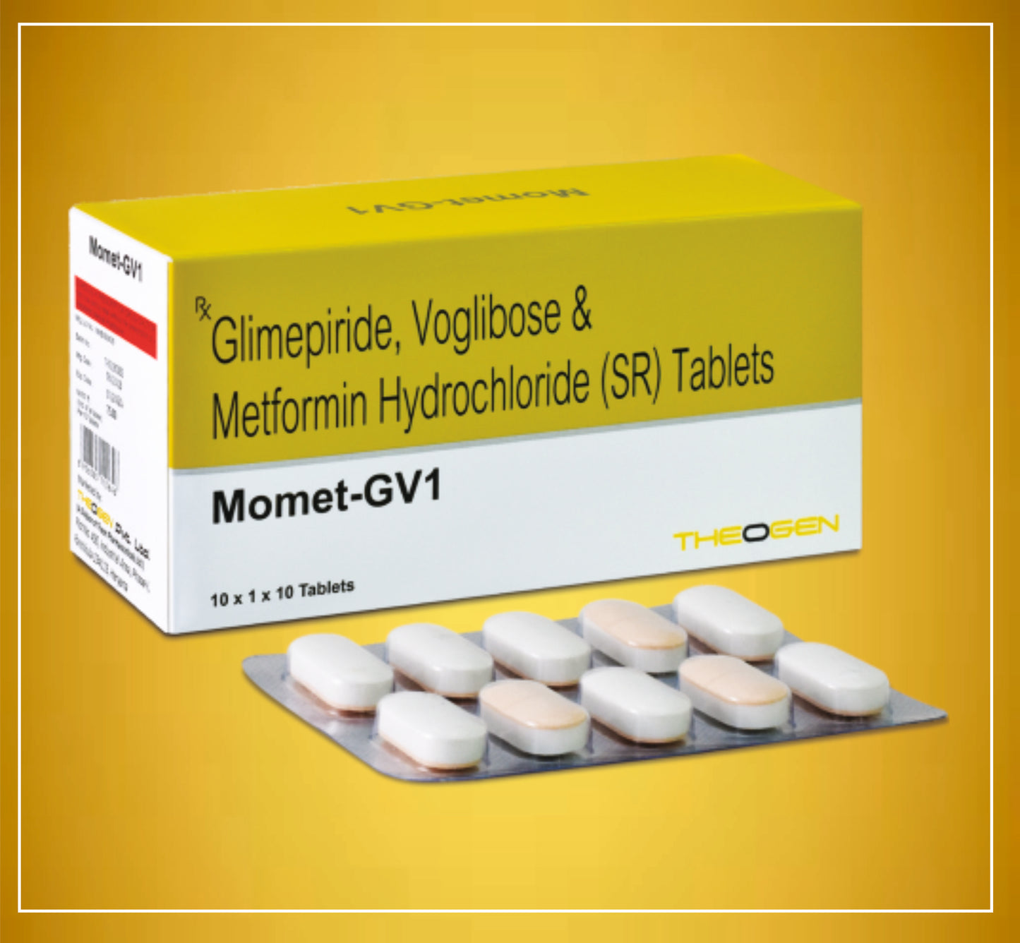 MOMET GV1 TAB 10'S ( Glimepiride (1Mg) + Metformin (500Mg) + Voglibose (0.2Mg) ) By Theon