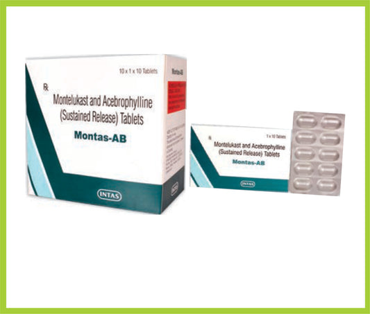 MONTAS-AB 10 TAB ( Montelukast 10mg + Acebrophylline 200mg (SR) ) by Intas