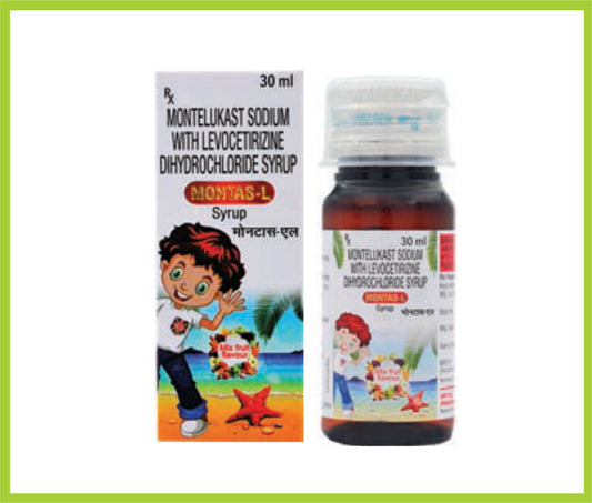 MONTAS-L SYP 30 ML ( Montelukast 4 mg + Levocetirizine HCL IP 2.5 mg ) by Intas