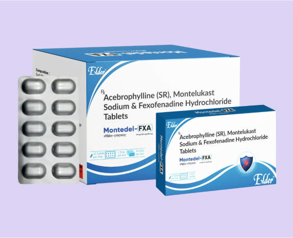 MONTEDEL FXA TABS 10'S ( Acebrophylline 200mg(SR), Montelukast 10mg,Fexofenadine 120mg ) by Elder
