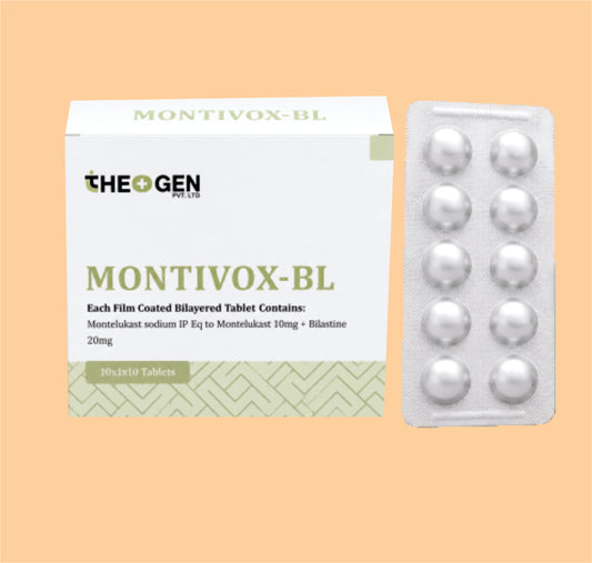 MONTIVOX-BL  (10x1x10 ) Each Film Coated Bilayered Tablet Contains: Montelukast sodium IP Eq to Montelukast 10mg + Bilastine 20mg by Theon