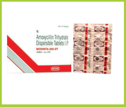 MOXINTA 250 DT 10 TAB ( Amoxycillin Trihydrate 250mg  Disp.tabs ) by Intas