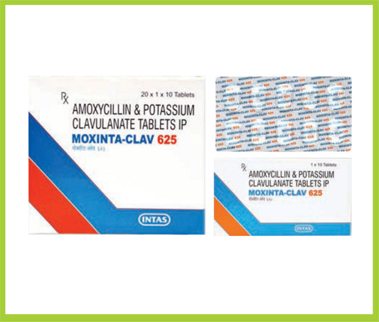 MOXINTA CLAV 625 (10 T) ( Amoxycillin 500mg + Clavulanic Acid 125mg ) by Intas