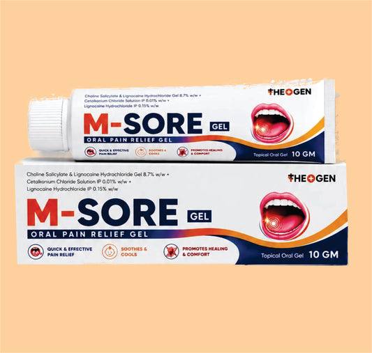M-SORE (10gm) Choline Salicylate Solution BP Eq. to Choline Salicylate  8.7% w/w + Lignocaine Hydrochloride IP 2% w/w + Benzalkonium Chloride Solution IP 0.01% w/w by Theon
