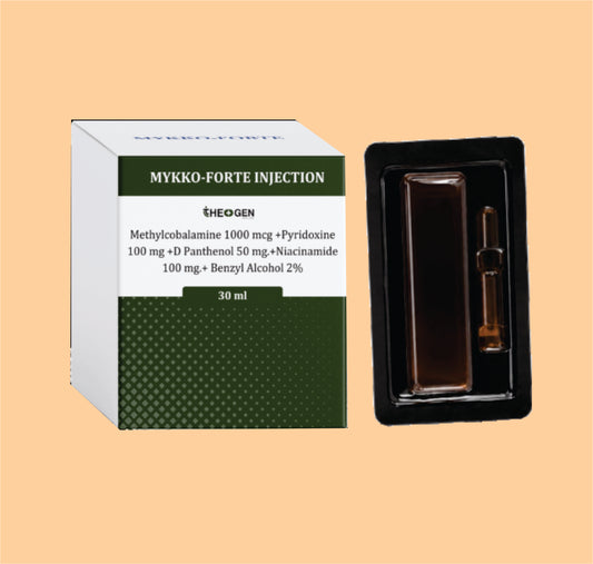 MYKKO-FORTE INJECTION (Combo Pack with Disp. Syg) Methylcobalamine 1000 mcg +Pyridoxine 100 mg +D Panthenol 50 mg.+Niacinamide 100 mg.+ Benzyl Alcohol 2% by Theon