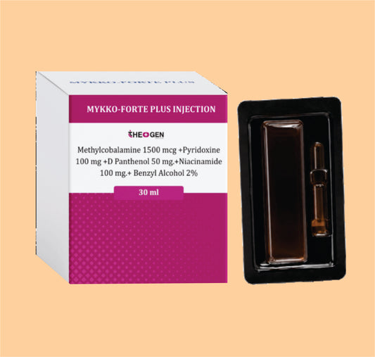 MYKKO-FORTE PLUS INJECTION (Combo Pack with Disp. Syg) Methylcobalamine 1500 mcg +Pyridoxine 100 mg +D Panthenol 50 mg.+Niacinamide 100 mg.+ Benzyl Alcohol 2% by Theon