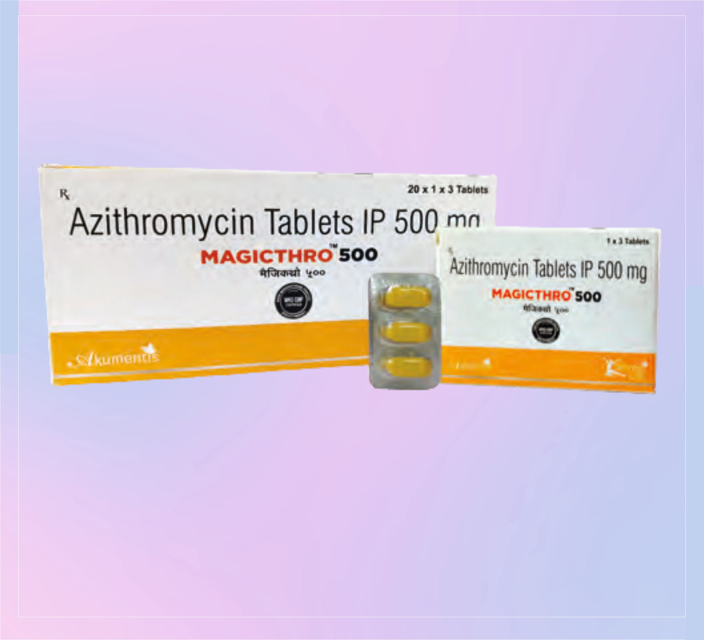 Magicthro 500 Tab (Bl) 20x1x3 Azithromycin 500 Mg   by Akumentis