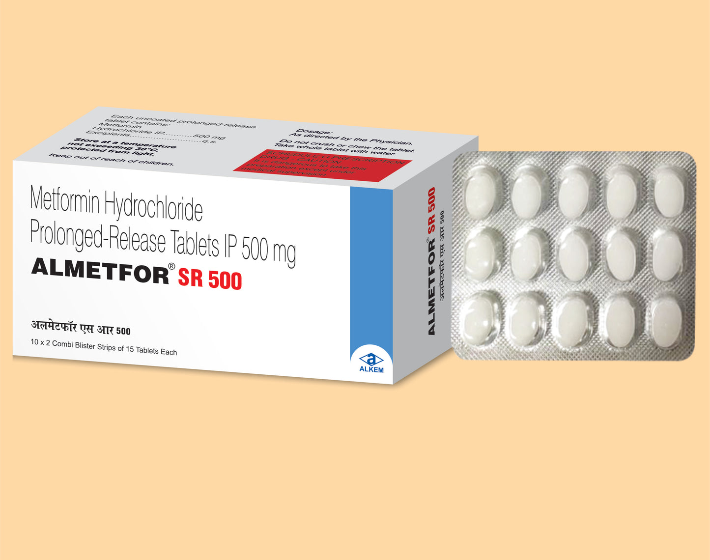 Almetfor-Sr 500 Tablets (15'S) 15's Metformin 500 mg by Alkem1