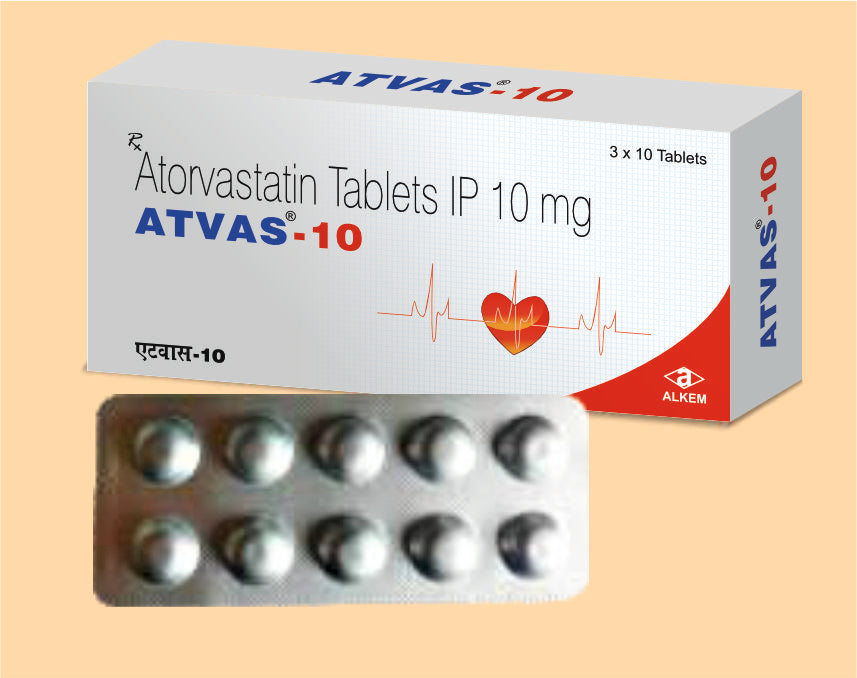 Atvas 10 (3X10'S) 10's Atorvastatin 10 mg by Alkem1