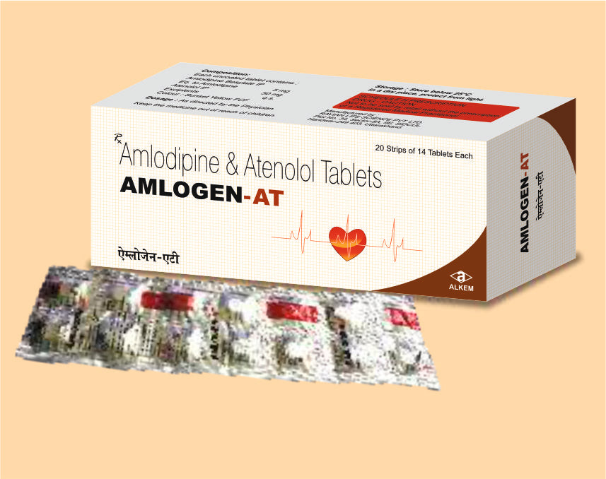 Amlogen At (14'S) 14's Amlodipine 5 mg + Atenolol 50 mg by Alkem1