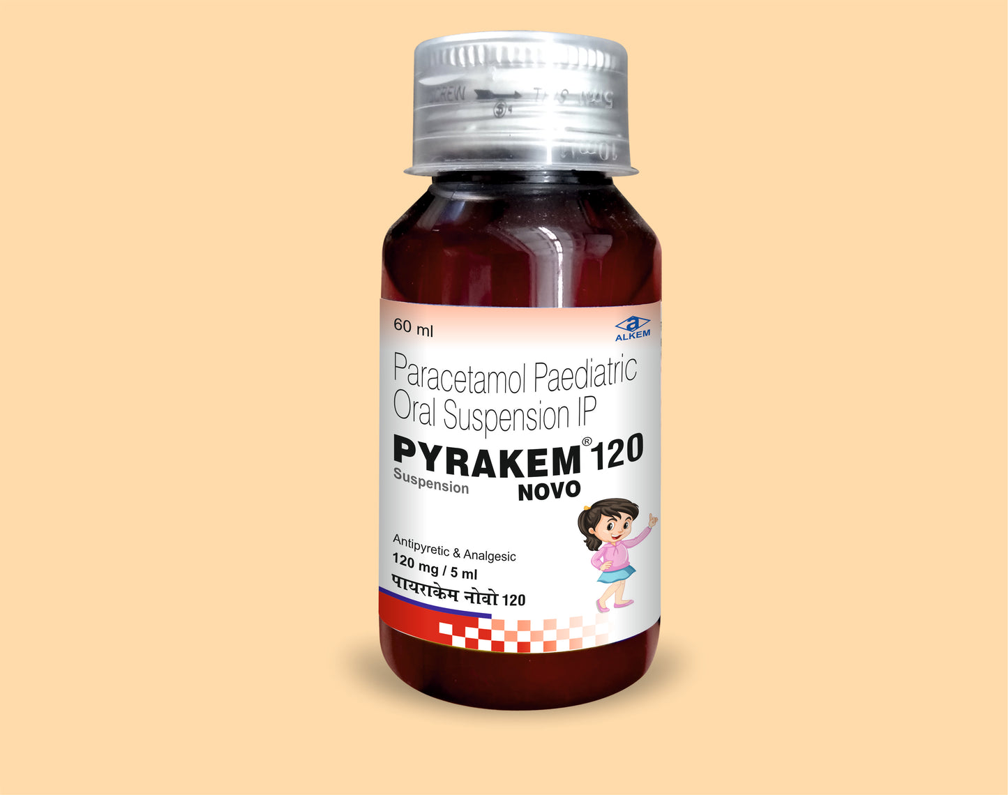 Pyrakem Novo 120 Suspension 60Ml 60ML Paracetamol 120 mg by Alkem1