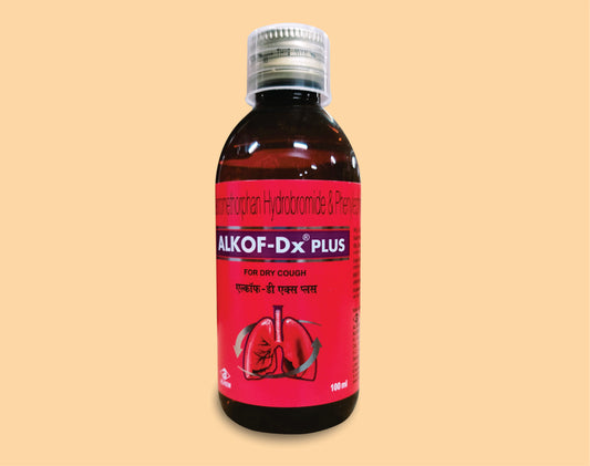 ALKOF DX PLUS COUGH SYRUP (100ML) (Dextromethorphan Hydrobromide 15 mg + Chlorpheniramine Maleate 2 mg + Phenylephrine Hydrochloride 5 mg / 5 ml) by Alkem1