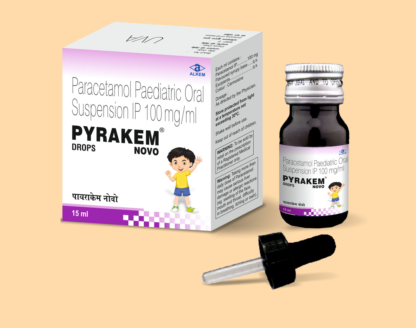 Pyrakem Novo Drops 100 Mg (15Ml) 15ML Paracetamol 100 mg by Alkem1