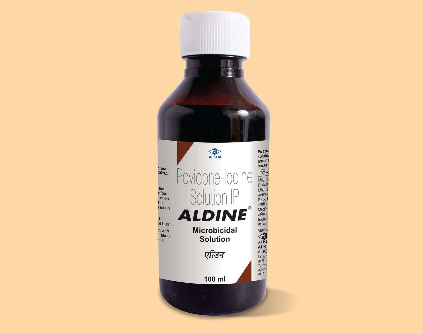 Aldine Microbicidal Solution 100 Ml 100ML Povidone Iodine 5% w/v by Alkem1