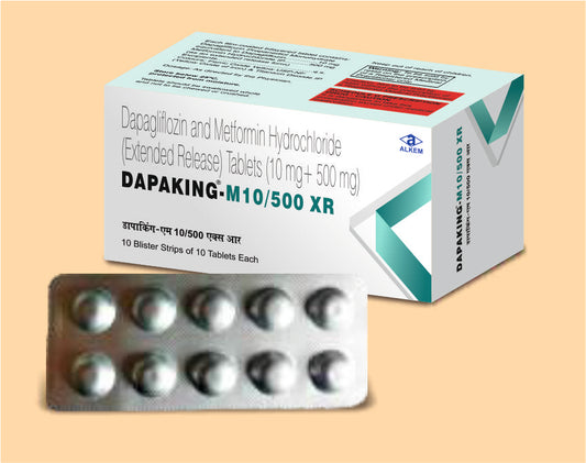 Dapaking - M 10/500 Xr 10'S Tablets 10's Dapagliflozin 10 mg + Metformin HCl 500 mg by Alkem1