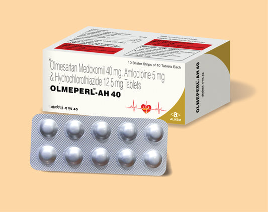 OLMEPERL- AH 40 TABLETS (10S) (10'S) Olmesartan 40 mg + Amlodipine 5 mg + Hydrochlorothiazide 12.5 mg by Alkem1