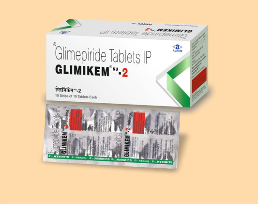GLIMIKEM NU - 2 TABLETS (10'S) (10's) Glimepiride 2 mg by Alkem1