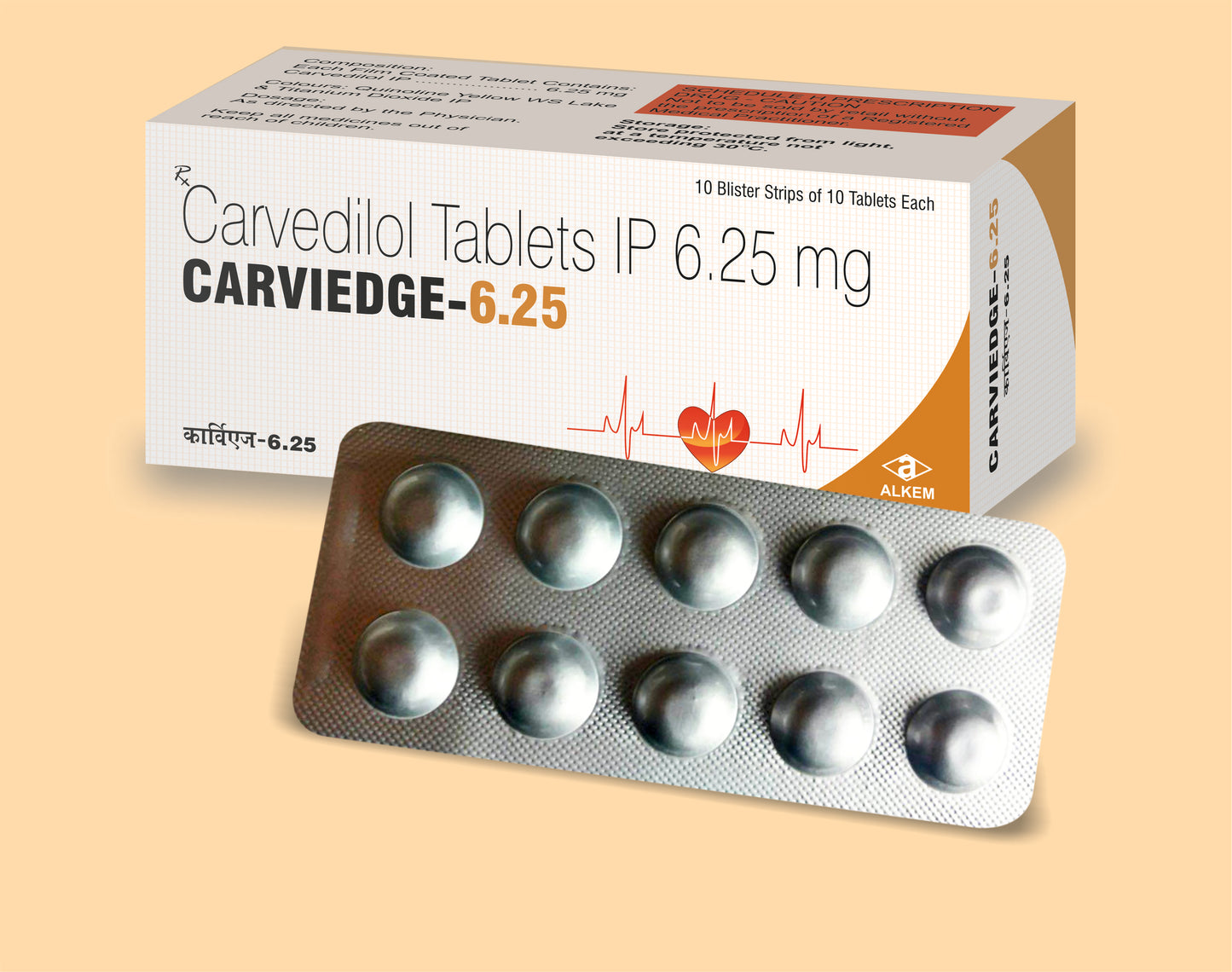 Carviedge - 6.25 Tablets (10'S) 10'S Carvedilol 6.25 mg by Alkem1